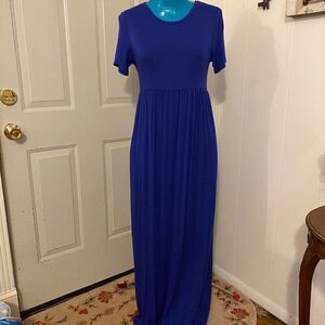 Bellamie Fitted Royal Blue Short Sleeve Maxie Dress Size L